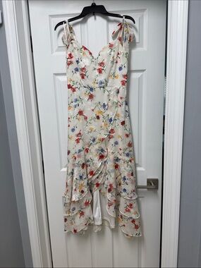 Ivory Floral Sundress with Ruffle Hem